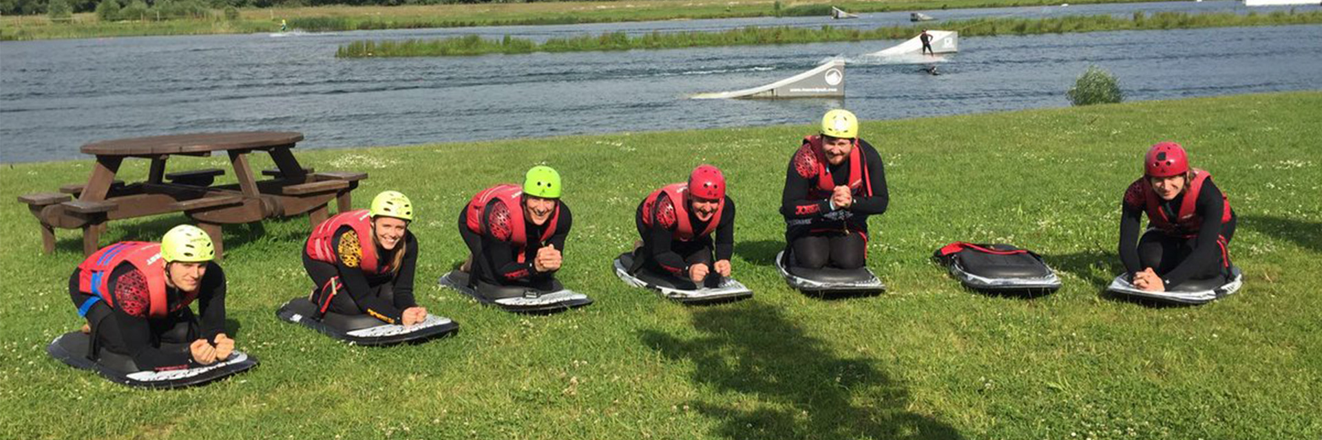 The team take to water